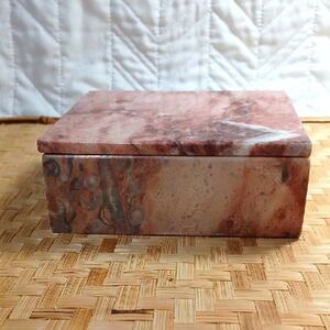 Y2K Vintage Italian Alabastor  Elegant Solid Marble Jewelry Box - Pink